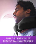 Long Haul Travel Pillow With Memory Foam For Neck And Head Support, Jet Black, 360 Degree Neck Support in use on airplane
