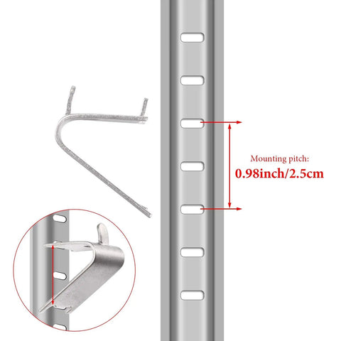 16 Pieces Refrigerator Shelf Clips And Freezer Shelf Supports Stainless Steel Replacement Buckles For Fridges Easy Install Keeps Racks Secure For 920158 Model next to a rack with 0.98 inch mounting holes