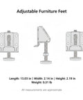 Adjustable Cabinet Feet For Uneven Floors Heavy Duty Cold Rolled Steel Wardrobe Supports side and front views