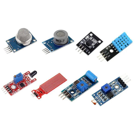 Array of 16 sensor modules from the All In One 16 In 1 Smart Home Sensor Kit For Arduino And Raspberry Pi, DIY Pro Grade Learning Pack