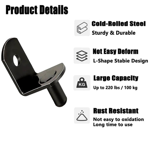 Heavy Duty L Shaped Cabinet Shelf Pins, 5Mm Nickel Plated Steel Support Pegs, durable cold-rolled steel with L-shape design.