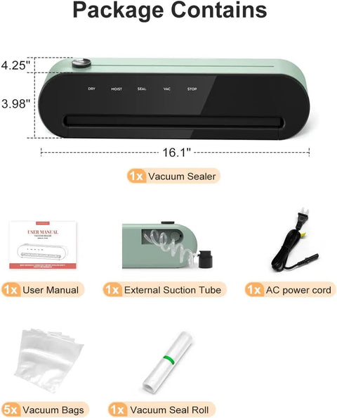 Automatic Vacuum Sealer Machine With One Touch Operation Keeps Your Grub Fresh For Weeks Dry And Moist Mode Settings Built In Cutter External Hose Port Removable Drip Tray Kitchen Workhorse