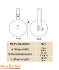 Diagram of Pair of 16 Gauge Steel Rondels With Genuine Leather Straps for Elbows and Knees Armor showing dimensions.