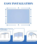 Infographic showing easy installation of 10x12 Foot Waterproof Shade Sail For Patio And Garden, Dope Heavy Duty Rectangle Sun Shade.