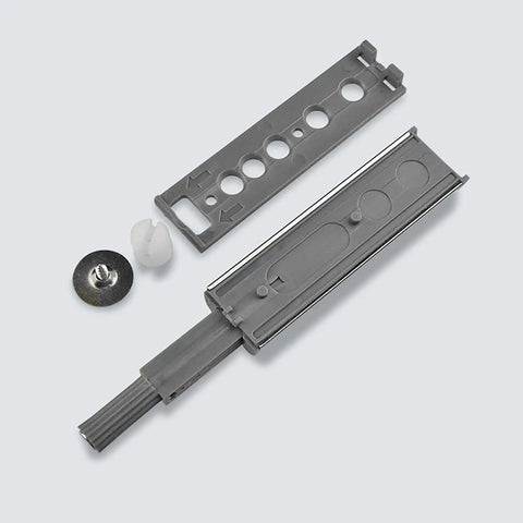 Magnetic Push To Open Cabinet Door Latch handleless easy install hardware parts showing slider and screws