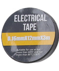 Electrical tape 0.16mmX12mmX3m for use in hardware tool set with sturdy handles for household repair and maintenance 15 piece kit.
