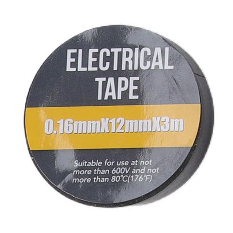 Electrical tape 0.16mmX12mmX3m for use in hardware tool set with sturdy handles for household repair and maintenance 15 piece kit.