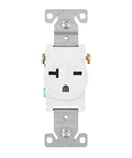 20 Amp Tamper Resistant NEMA 6-20 Wall Receptacle Beefy Commercial Grade Single Outlet front view with mounting hardware