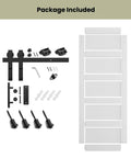 28 Inch Sliding Barn Door Kit With 5 Ft Hardware Track And Handle, Waterproof PVC Surface, Pre Drilled Holes For Easy Assembly, Solid MDF White