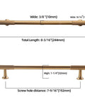 Dimensions of 10 Pack Champagne Bronze Cabinet Handles For Drawers And Cabinets, Seven And A Half Inch Center Hole Drawer Pulls