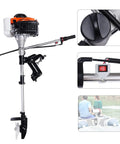 Powerful 4HP 53.2cc 4-Stroke Outboard With Air Cooling, 22 Inch Drive Shaft, Tiller Control, Hand Pull Start for small boats