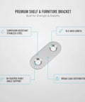 Premium Stainless Steel Shelf Bracket For No Fuss Wall Mounts And Furniture Reinforcement, shown with features highlighted.