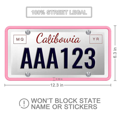 Front view of silicone license plate frame with front and back cover, size 12.3x6.3 in, US and CA standard, purple bracket holder