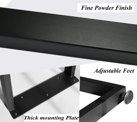 Beefy 16 Inch Steel Table Legs Set Of 2 for Coffee Or Side Tables with square tube and adjustable feet, fine powder finish.