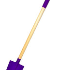 Purple spade from Kids Garden Tool Set 4 Piece Rake Spade Hoe And Leaf Rake With Real Wood Handles And Steel Heads, 27.5 Inch Long