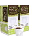 Disposable Paper Filters For Reusable K Cup Pods That Give You A Smoother Cleaner Brew No Mess Fits All Brands And Refillable Liners 200 Count Easy To Use displayed with packaging and loose filter.