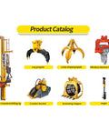 Product catalog featuring various tools including a Heavy Duty Mini Excavator Earth Auger Drive 1200 To 2000 Nm Hydraulic Post Hole Digger.
