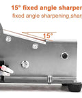 15 degree fixed angle sharpener detailing the metal design, wiring components, and assembly for precise sharpening.