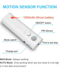 Motion sensor function of 2-Pack Rechargeable LED Strip Lights With Motion Sensor 2M Cool White Auto On In Dark Or Manual On-Off