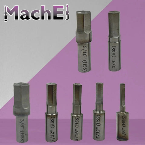Seven Piece Hex Rotary Broach Punch Set In Inch Sizes From One Eighth Inch To Three Eighth Inch, Premium High Speed Steel HSS