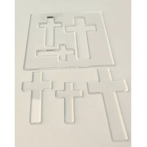 Hella Durable Cross Router Template For Woodworking And DIY Creations Solid Clear Acrylic Ribbon Crosses Inlay Jig With Three Built In Sizes for layouts.