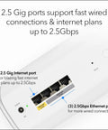 Close-up of Orbi 770 Series Tri Band WiFi 7 Mesh System 2.5 Gbps internet port showing fast wired connections.
