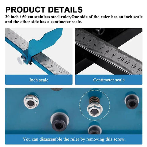 Double Groove Rail Cutter Tool for Bench Top Trunking and Transfer Slider with 50cm ruler inch and centimeter scales
