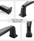 Close-up of Black Zinc Alloy Cabinet Pull Handle With 3 Inch Hole Centers Stepped Design 3-9/16 Inch Overall Length Pack of 30