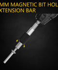 6mm magnetic bit hold extension bar showing drill attachment, part of Pro Grade Security Bit Set With 1 Quarter Inch Adapters And Tamperproof Bits For Quick Fixes Including Phillips Slotted Hex Torx Star Pozi Square Spanner Torque Tri Wing Clutch Spline Wing Nut Bits 83 Piece S2 Steel Kit