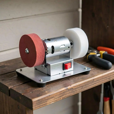 Rock Solid Electric Knife Sharpener Stainless Steel Bench Grinder For Kitchen Tools With Non Slip Base and flexible angle matching desktop rig