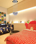Totally Modern Fandelier Crystal Chandelier With White Finish And K9 Crystal Balls in child bedroom.