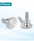 Front view of 4 Pack M8 X 20mm Knurled Thumb Screws in 304 Stainless Steel with diamond head and shoulder grip knobs.