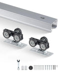 Sliding Pocket Door Hardware Track Kit With 5.73 Ft Heavy Duty Commercial Grade Track Set For 24 To 36 Inch Wide Single Doors