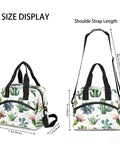 Desert Plant Inspired Tropical Green Insulated Lunch Bag For Women And Men With Adjustable Shoulder Strap, size display.