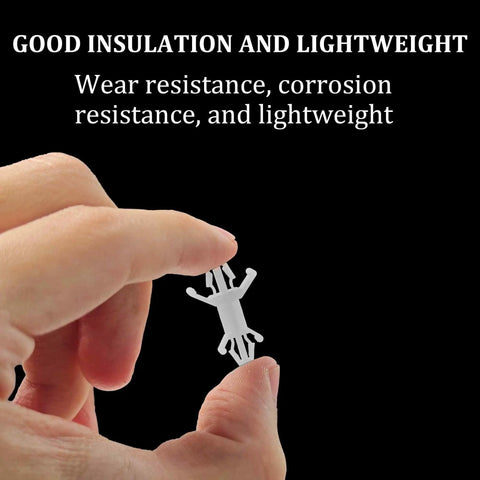 Hand holding a small non conductive nylon PCB standoff, showcasing good insulation and lightweight design, ideal for circuit board projects.