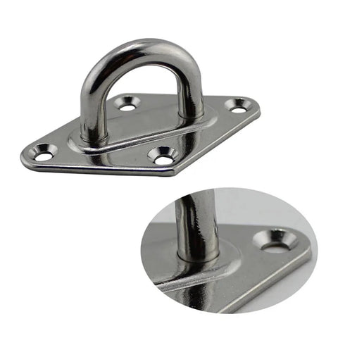 Pad Eye Plate Hook Set Four Pieces For Suspension Ceiling Hangers And Wall Mounts Marine Grade 6mm Stainless Steel Anchor Points