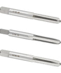 Three-piece 5/16-18 UNC Right Hand Hand Tap Set, polished alloy tool steel, for metalworking, DIY thread repair on steel, cast iron, aluminum.