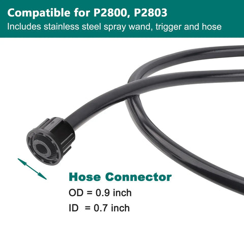 Replacement Sprayer Wand For Ryobi 29 Inch Sprayer With Adjustable Nozzle And Ergonomic Trigger Hose Compatible For P2800 And P2803 Sprayers Easy Install Durable Outdoor Lawn Care Tool showing hose connector dimensions