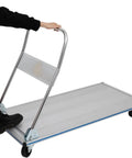 Heavy Duty Folding Platform Truck Aluminum Hand Trolley 770 Lb Capacity with extendable handle in use.