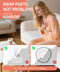 Replacement Breast Pump Parts Kit For S1 S2 S9 Plus Compatible Pumps, 2 X 24mm Flanges, Duckbill Valves, Tubes, Bottles, Backflow Protectors, Not Original Accessories, Built To Last And Easy To Install. woman with breast pain and duckbill valve replacement warning