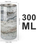 Decorator Grey Granite Stone Look Gradient Water Cup Made From 304 Stainless Steel With Leak Proof Lid Thickened Base And Grab And Go Portable Design For Outdoor Travel And Daily Use. Image shows 300ml size with dimensions.