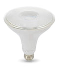 Close-up of PAR38 Dusk To Dawn Sensor LED Light Bulb 120W Equivalent 14W Energy Saver E26 Standard Base Daylight White 5000K