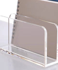 Acrylic Desk File Organizer With Mail Tray For Home Office And Studio Space Saving Document Storage Unit holding notebooks