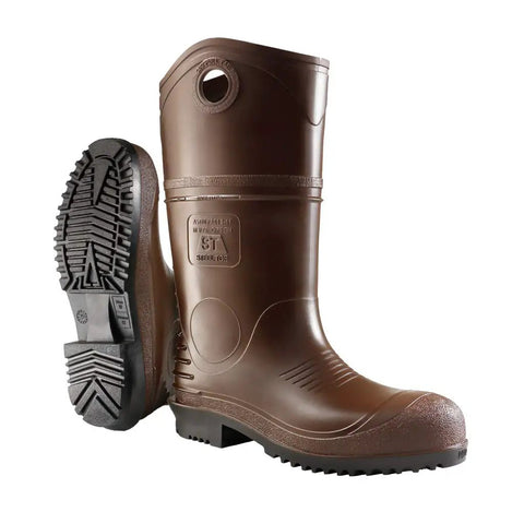 Durapro Xcp Steel Toe PVC Work Boots For Men And Women Waterproof Safety Boots With Chemical Protection, Slip Resistant, Brown, Industrial Grade Footwear For Food, Agriculture And Industrial Jobs, Size 3 To 16