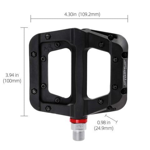 Non Slip Mountain Bike Pedals With Lightweight Nylon Fiber Platform For MTB And BMX 3 Bearing Cr Mo Spindle Rugged All Terrain Pedals Nine Sixteenth Inch Spindle Durable Abrasion Resistant Grippy For Rough Trails Built To Last, 4.30 x 3.94 x 0.98 in