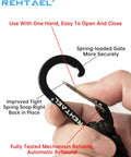 Close-up of Heavy Duty Carabiner Key Chain Set With Military Braided Paracord And Hook Clip D Ring with single-hand operation.