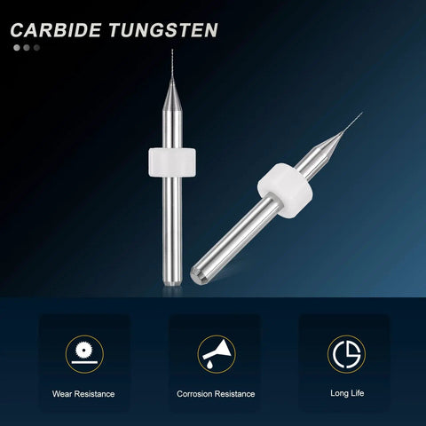 Micro Drill Bit Set 0.1mm To 3mm In 30 Pcs, Tungsten Carbide with 135 Degree Point, showing wear and corrosion resistance benefits
