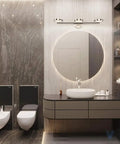 Modern LED Vanity Light Fixture In Nickel Finish With 3 Light Swing Arm Wall Sconces 21.26 Inch Long above bathroom mirror