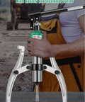 Heavy Duty Hydraulic Bearing Puller And Wheel Bearing Separator With Three Adjustable Jaws and Pump Head in use