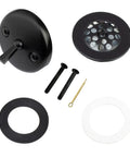 Matte Black Trip Lever Tub Trim Kit With Overflow Face Plate And Drain Strainer Screws Included No Putty Gasket Easy DIY Install
